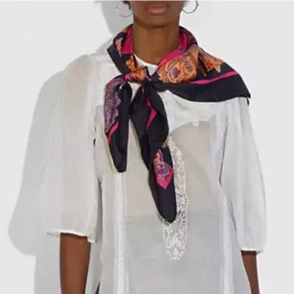 COACH Silk Square Scarf With Kaffe Fassett Print - Picture 4 of 10